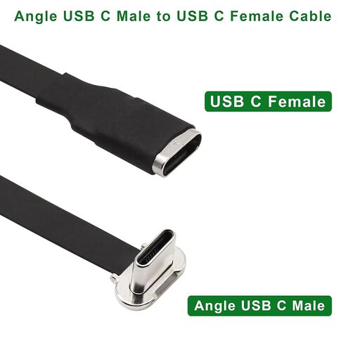 الزاوية اليمنى USB C كابل تمديد مسطح 90 درجة USB C ذكر إلى أنثى سلك بيانات الشحن السريع للهاتف بنوك الطاقة (2.2in/55 مللي متر) in Saudi Arabia