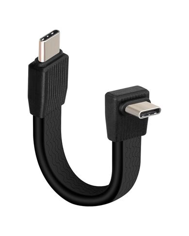 كابل تمديد مسطح USB 4 قصير 80 جيجابت في الثانية، كابل شحن سريع 3.1 USB C، PD 240 وات 90 درجة USB نوع C ذكر إلى USB C كابل موسع أنثى، شاشة عرض فيديو 8K@60 هرتز للهاتف (0.16FT/51MM) in Kuwait