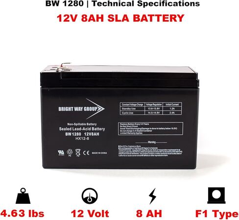 BW1280-F1 SLA Battery, 12V 8Ah T1 Terminals in Kuwait