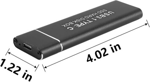 Type C USB 3.1 M.2 NGFF SSD External Enclosure - Portable Tool-Free Aluminum Case for SATA B+M Key 2230/2242/2260/2280 NVMe Solid State Drives, 6Gbps High Speed Data Transfer (Black)‌ in Kuwait