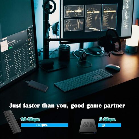 Black 10Gbps M.2 NVME SATA Mobile External SSD Adapter Case USB 3.2 Gen2 Hub, US in Kuwait