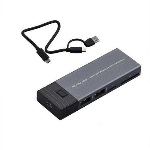 Black 10Gbps M.2 NVME SATA Mobile External SSD Adapter Case USB 3.2 Gen2 Hub, US in Kuwait