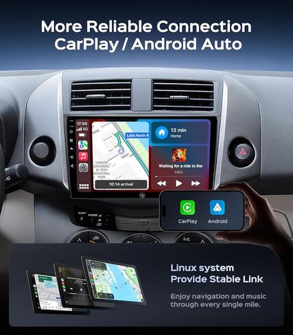 Car Radio Stereo for Toyota RAV4 2006-2011, 9 Inch Touchscreen Wireless CarPlay Android Auto GPS Navigation Head Unit WiFi Bluetooth FM/AM SWC in Kuwait