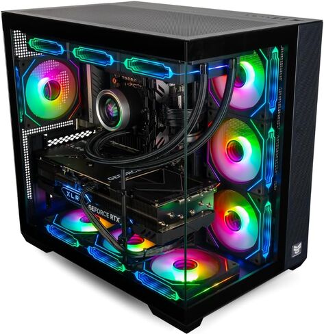 EPC View 380 ATX Mid-Tower حافظة كمبيوتر احترافية بانورامية للألعاب مع دعم اللوحة الأم BTF، 10 ARGB اتجاه أمامي وعكس 120 مم PWM Infinity Fans مع ضمان لمدة 3 سنوات in Kuwait