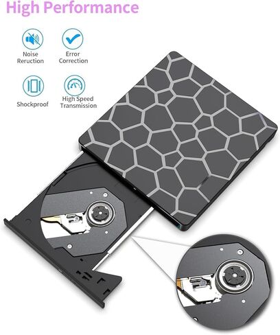 8 in 1 External CD/DVD Drive,USB 3.0 and Type-C Disc Burner Player Reader Writer,Slim and Portable CD DVD +/-RW Optical Drive for PC Laptop Desktop MacBook Mac Windows Linux OS Apple in Kuwait