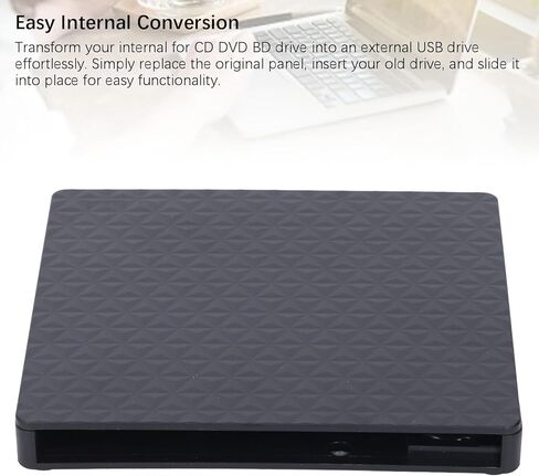 Zunate External Optical Drive Enclosure for 9.5mm CD DVD BD, USB 3.0 Type C Portable Case Adapter for Laptop, High Speed Data Transfer - ABS Brushed Finish in Kuwait