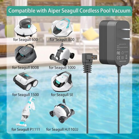 شاحن 12.6 فولت لمكنسة حمام السباحة Aiper Seagull SE، محول تيار متردد متوافق مع Aiper Seagull 600 800 800B SE 1000 1500 P1111 HJ1103J لـ AIPURY 1000 منظف حمام السباحة الآلي اللاسلكي البديل مزود الطاقة in Kuwait