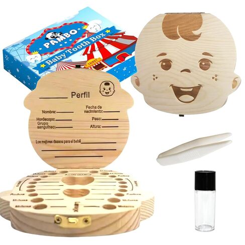 PAMBO Baby Tooth Box Keepsake for Girls,Wooden Tooth Storage And Saver Box for Lost Teeth Children,Newborn Baby Birthday And Shower Gift in Saudi Arabia