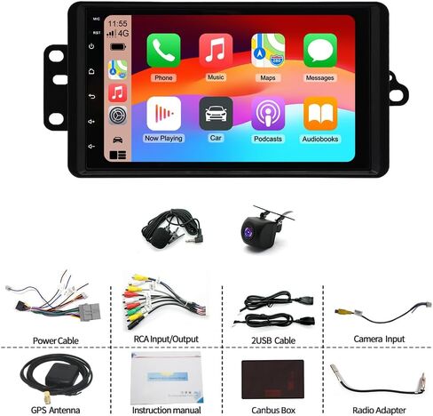 Car Stereo for GMC Envoy 2002-2009 with Carplay Android Auto 2+32G Car Audio Receiver Support 7 Inch Touch Screen GPS Bluetooth WiFi FM/RDS Radio Navi SWC Mirror Link Backup Camera Mic in Kuwait