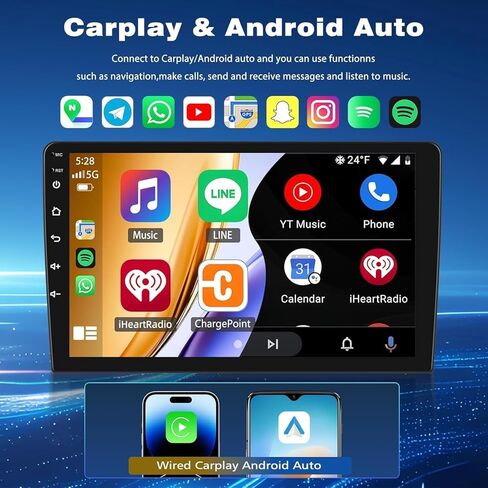 Car Stereo for GMC Envoy 2002-2009 with Carplay Android Auto 2+32G Car Audio Receiver Support 7 Inch Touch Screen GPS Bluetooth WiFi FM/RDS Radio Navi SWC Mirror Link Backup Camera Mic in Kuwait