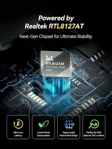 بطاقة شبكة PCIe 10 جيجا بايت، محول إيثرنت PCIe 4.0 x1 إلى RJ45، Realtek RTL8127AT، يدعم 10G/5G/2.5G/1G، استيقظ على الشبكة المحلية، حذاء PXE، دعامة منخفضة المستوى متضمنة، لنظام التشغيل Windows/Linux/الخادم/سطح المكتب in Kuwait