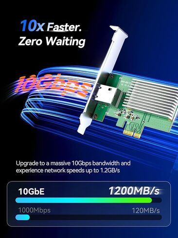 بطاقة شبكة PCIe 10 جيجا بايت، محول إيثرنت PCIe 4.0 x1 إلى RJ45، Realtek RTL8127AT، يدعم 10G/5G/2.5G/1G، استيقظ على الشبكة المحلية، حذاء PXE، دعامة منخفضة المستوى متضمنة، لنظام التشغيل Windows/Linux/الخادم/سطح المكتب in Kuwait