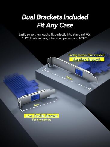 بطاقة شبكة PCIe 10 جيجا بايت، محول إيثرنت PCIe 4.0 x1 إلى RJ45، Realtek RTL8127AT، يدعم 10G/5G/2.5G/1G، استيقظ على الشبكة المحلية، حذاء PXE، دعامة منخفضة المستوى متضمنة، لنظام التشغيل Windows/Linux/الخادم/سطح المكتب in Kuwait