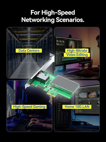 بطاقة شبكة PCIe 10 جيجا بايت، محول إيثرنت PCIe 4.0 x1 إلى RJ45، Realtek RTL8127AT، يدعم 10G/5G/2.5G/1G، استيقظ على الشبكة المحلية، حذاء PXE، دعامة منخفضة المستوى متضمنة، لنظام التشغيل Windows/Linux/الخادم/سطح المكتب in Kuwait
