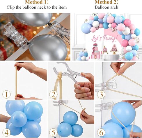 20 Pcs Balloon Arch Clips and 100 Pcs 260 Long Balloons, 3.5 Inch Large Plastic Backdrop Spring Clamp with Thickening Skinny Latex Twisting Balloon,Balloon Arch Kit for Birthday Wedding Party in Kuwait