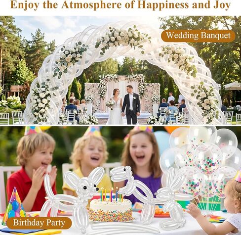 20 Pcs Balloon Arch Clips and 100 Pcs 260 Long Balloons, 3.5 Inch Large Plastic Backdrop Spring Clamp with Thickening Skinny Latex Twisting Balloon,Balloon Arch Kit for Birthday Wedding Party in Kuwait