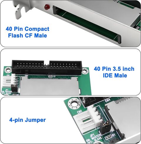 XMSJSIY CF to IDE Adapter Card 40 Pin Compact Flash CF to 40 Pin 3.5 inch IDE Hard Drive Converter Expansion Card with PCI Bracket for Notebooks Computer PDA Router Firewall - 2PCS in Kuwait
