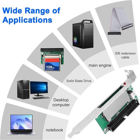 XMSJSIY CF to IDE Adapter Card 40 Pin Compact Flash CF to 40 Pin 3.5 inch IDE Hard Drive Converter Expansion Card with PCI Bracket for Notebooks Computer PDA Router Firewall - 2PCS in Kuwait