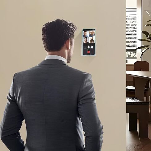 4 قطع حامل هاتف يثبت على الحائط، حامل هاتف خلوي شفاف ذاتي اللصق مع فتحة شحن، حامل بلاستيكي بجانب السرير منظم للتحكم عن بعد للمكتب المنزلي in Kuwait