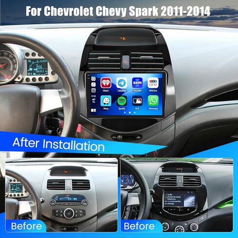 Hikity 4+64G Android Car Stereo for Chevrolet Chevy Spark 2011 2012 2013 2014, 9"Incell Touchscreen Radio with CarPlay, Android Auto, Bluetooth, GPS Navigation, WiFi, FM, RDS + AHD Backup Camera in Kuwait