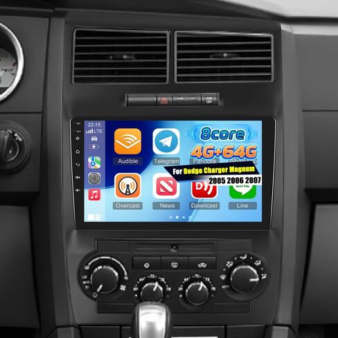 [8 Core 4+64G] NHOPEEW Car Radio for Dodge Charger Magnum 2005 2006 2007, 9 Inch IPS Touchscreen Android Car Stereo with Wireless Carplay and Android Auto/DSP/WiFi/GPS/SWC + AHD Backup Camera in Kuwait