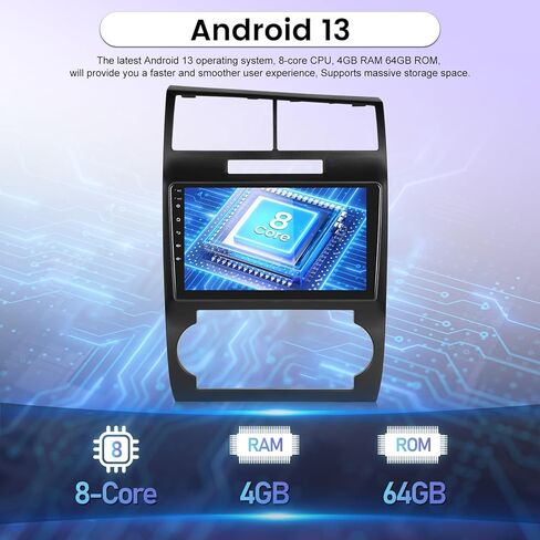 [8 Core 4+64G] NHOPEEW Car Radio for Dodge Charger Magnum 2005 2006 2007, 9 Inch IPS Touchscreen Android Car Stereo with Wireless Carplay and Android Auto/DSP/WiFi/GPS/SWC + AHD Backup Camera in Kuwait