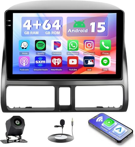 [4+128G] Hikity لسيارة Honda CRV 2002 2003 2004 2005 2006 Android Car Stereo، 9 بوصات تعمل باللمس وراديو CarPlay/Android Auto Bluetooth GPS Navigation WiFi FM/RDS + AHD كاميرا احتياطية in Kuwait