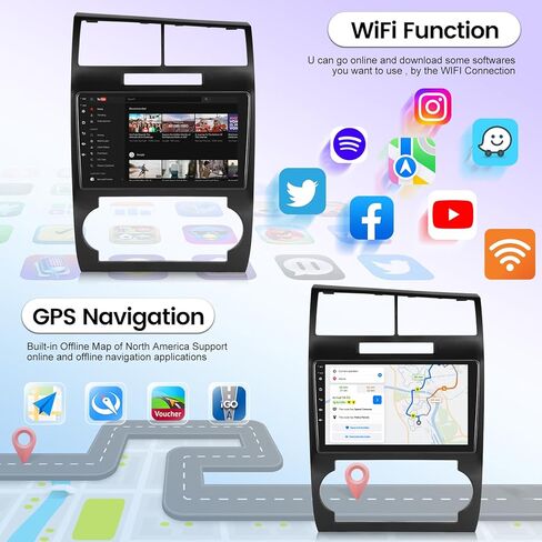 [8 Core 4+64G] NHOPEEW Car Radio for Dodge Charger Magnum 2005 2006 2007, 9 Inch IPS Touchscreen Android Car Stereo with Wireless Carplay and Android Auto/DSP/WiFi/GPS/SWC + AHD Backup Camera in Kuwait