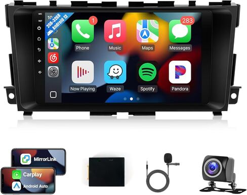 Leadfan Car Stereo for Nissan Altima Teana 2013-2018 Radio with Wireless CarPlay Android Auto, 9'' Touchscreen Built-in Bluetooth GPS Navigation WiFi SWC Backup Camera MIC 2+32G in Kuwait