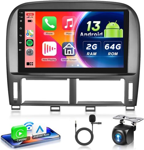 2G+64G لراديو السيارة Lexus LS430 2001-2006 مع Carplay اللاسلكي Android Auto - شاشة لمس 9 بوصة Android 13 راديو السيارة - GPS/WiFi/Bluetooth/FM/SWC/HD كاميرا احتياطية in Kuwait