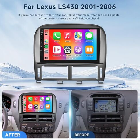 2G+64G لراديو السيارة Lexus LS430 2001-2006 مع Carplay اللاسلكي Android Auto - شاشة لمس 9 بوصة Android 13 راديو السيارة - GPS/WiFi/Bluetooth/FM/SWC/HD كاميرا احتياطية in Kuwait