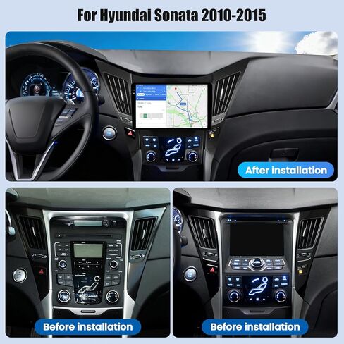[4+128G] Android 15 Car Radio Stereo for Hyundai Sonata 2010-2015 with Wireless Carplay&Android Auto,9 Inch Car Radio with Mirror Link Bluetooth FM/RDS WiFi GPS EQ DSP SWC+AHD Backup Camera in Kuwait