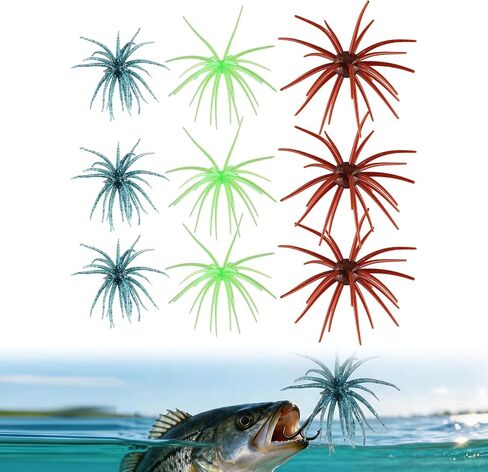 طعم مخلوق Sea Urchinsoft بحجم 3 أحجام، طعوم النرد لصيد الأسماك، طُعم صيد الأسماك من البلاستيك الناعم، نهر البحيرة طوال الموسم، مياه صافية وملطخة لسمك السلمون المرقط (جميع الأغراض كلاسيكية-9 قطع) in Kuwait