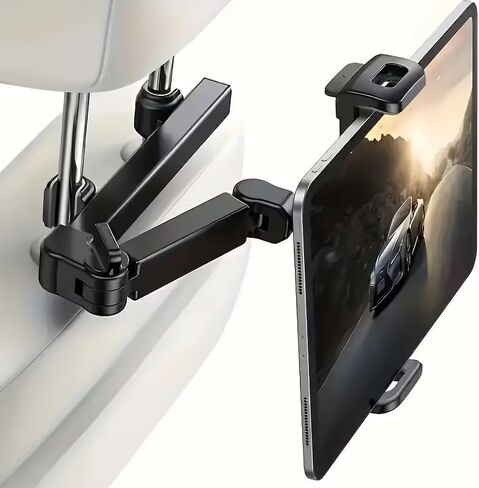 Car Headrest Tablet Holder - [3 in 1 Extension Arm] Adjustable Tablet Car Mount for Back Seat, Gifts Road Trip Essentials-Black in Kuwait