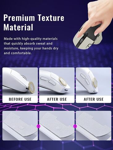 Anti-Slip Grip Tape for Logitech G604 Wireless Gaming Mous,Ultra-Thin Sweat-Absorbing Mouse Skin Sticker Set,Washable Reusable Non-Slip Grip for Esports Gaming Control,White Suede Texture in Kuwait