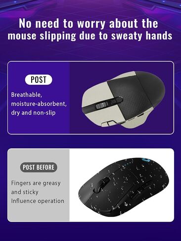 Anti-Slip Grip Tape for Logitech G604 Wireless Gaming Mous,Ultra-Thin Sweat-Absorbing Mouse Skin Sticker Set,Washable Reusable Non-Slip Grip for Esports Gaming Control,White Suede Texture in Kuwait