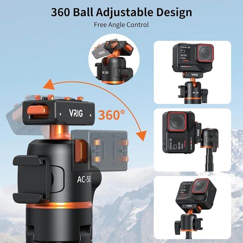 حامل ثلاثي مغناطيسي VRIG مقاس 21 بوصة لجهاز Insta360 ACE Pro2 X5 مع جهاز تحكم عن بعد لاسلكي، وقضيب تمديد صغير سريع الفك للمكتب ومقبض محمول مع حذاء بارد لـ Insta360 X5/X4 Air/ACE PRO in Kuwait