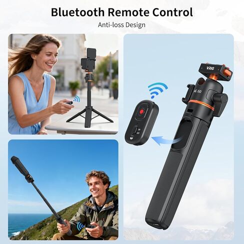 حامل ثلاثي مغناطيسي VRIG مقاس 21 بوصة لجهاز Insta360 ACE Pro2 X5 مع جهاز تحكم عن بعد لاسلكي، وقضيب تمديد صغير سريع الفك للمكتب ومقبض محمول مع حذاء بارد لـ Insta360 X5/X4 Air/ACE PRO in Kuwait