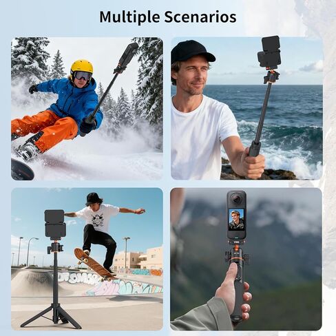 حامل ثلاثي مغناطيسي VRIG مقاس 21 بوصة لجهاز Insta360 ACE Pro2 X5 مع جهاز تحكم عن بعد لاسلكي، وقضيب تمديد صغير سريع الفك للمكتب ومقبض محمول مع حذاء بارد لـ Insta360 X5/X4 Air/ACE PRO in Kuwait