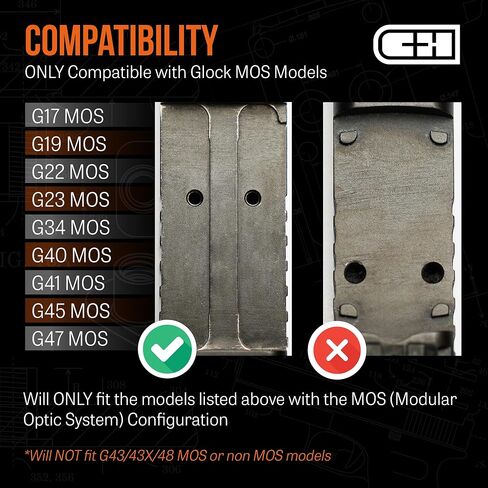C+H Precision Optics Adapter Plate for Glock MOS | Compatible with Holosun 509T | Steel | Made in USA in Kuwait