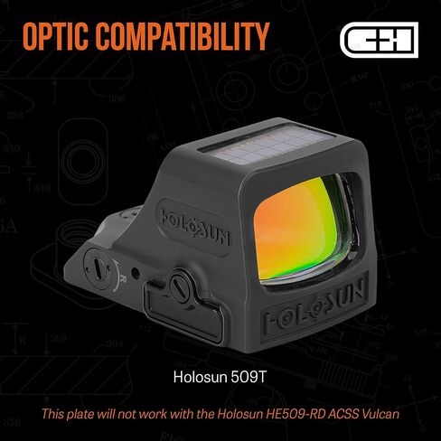 C+H Precision Optics Adapter Plate for Glock MOS | Compatible with Holosun 509T | Steel | Made in USA in Kuwait