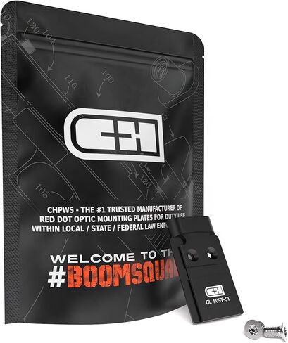 C+H Precision Optics Adapter Plate for Glock MOS | Compatible with Holosun 509T | Steel | Made in USA in Kuwait