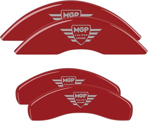 أغطية فرجار MGP - أغطية فرجار الفرامل 2011-2021 جيب جراند شيروكي 2022 جيب جراند شيروكي WK (42020S) - المجموعة الأمامية والخلفية - شعار جيب - أحمر in Kuwait