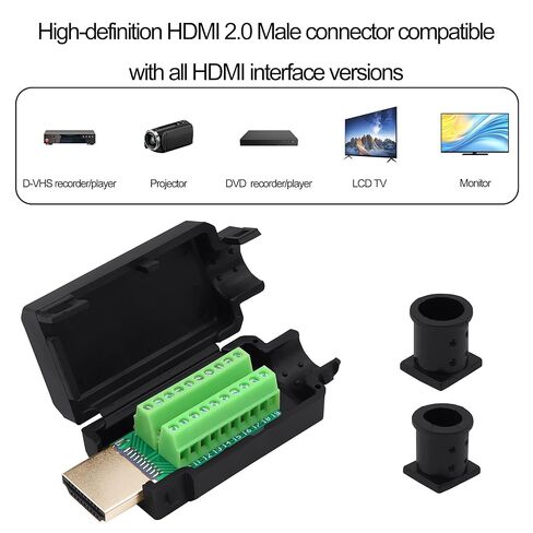 HDMI Screw Terminal Block Repair Kit Connector Adapter HDMI Solderless Male Quick Connector Terminal Breakout Board Adapter Signal Module with Case for DIY Repair in Kuwait