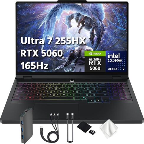 Lenovo Legion Pro 5i 16" WQXGA OLED 165Hz AI-Powered Gaming Laptop, Intel 20-Core Ultra 7 255HX, GeForce RTX 5060 GDDR7, 16GB DDR5, 1TB SSD, RGB Backlit Keyboard, Win 11 Pro, Black, 1TB Docking in Kuwait