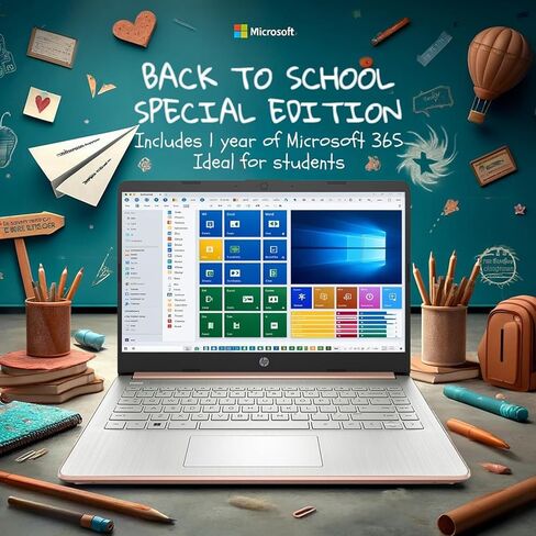 HP 14 inch Touchscreen Laptop - Intel Celeron Dual Core Processor - 16GB RAM, 64GB Storage - Pale Rose Gold - Fast Charging - USB Type C - 10 Hour Battery - 5Gbs USB - Windows 11 in Kuwait