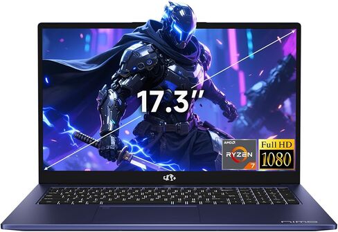 كمبيوتر محمول NIMO Light-Gaming، 17.3 بوصة FHD مع AMD 8-Core R7 7735HS 32GB DDR5 RAM 1TB SSD (حتى 4.75 جيجا هرتز، Beat i7-12650H) Radeon 680M GPU 100W Type-C عرض 180 درجة للأعمال والمدرسة، ضمان لمدة عامين in Kuwait