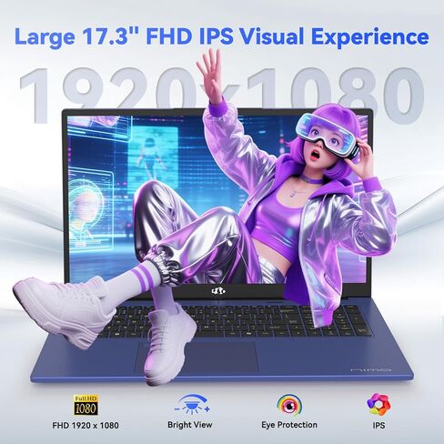 كمبيوتر محمول NIMO Light-Gaming، 17.3 بوصة FHD مع AMD 8-Core R7 7735HS 32GB DDR5 RAM 1TB SSD (حتى 4.75 جيجا هرتز، Beat i7-12650H) Radeon 680M GPU 100W Type-C عرض 180 درجة للأعمال والمدرسة، ضمان لمدة عامين in Kuwait