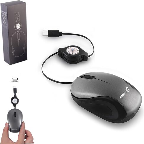 ميني ماوس USB C سلكي من النوع C ماوس سلكي بصري التوصيل والتشغيل قابل للسحب 2.3 قدم/70 سم كابل 1000D-PI صغير هادئ انقر الفئران للسفر الملائم لأجهزة Mac وأجهزة الكمبيوتر المحمولة وأجهزة الكمبيوتر المحمولة وأجهزة الكمبيوتر المكتبية والأعمال in Kuwait