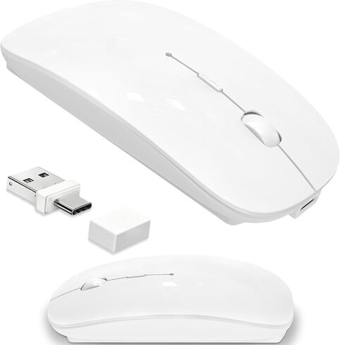 Wireless Mouse for MacBook & iPad, Bluetooth 5.2/3.0 & 2.4G USB-C/USB-A, Rechargeable Silent Slim Mouse with Multi-Device Switching & Activity Mode to Prevent Screen Lock - Gray in Saudi Arabia